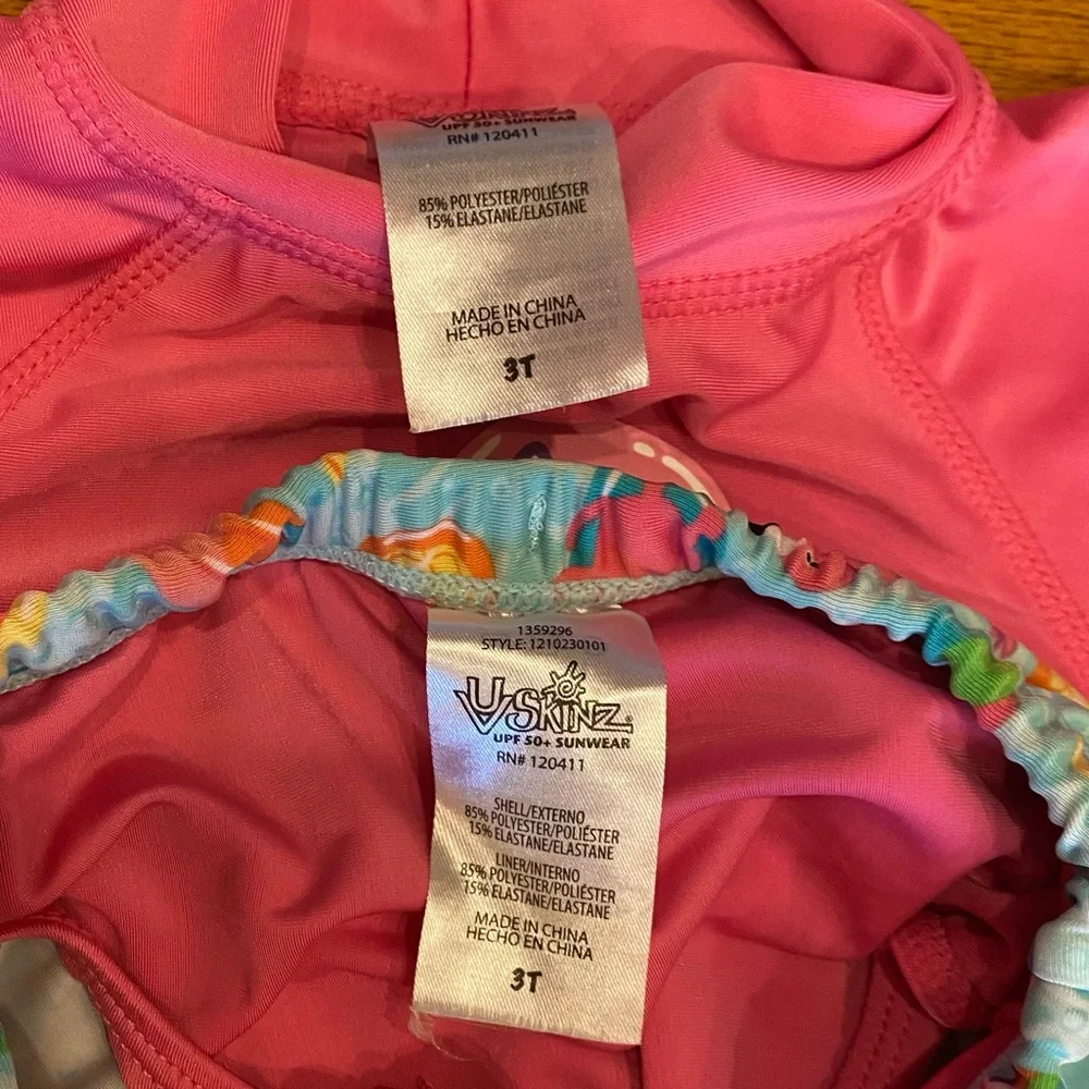 Pink Cat Popsicle Beach theme swim skirt set with hat - Size 3T